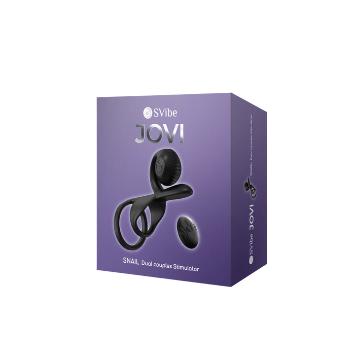 cock ring with extender and snail clitoral stimulator on box packaging