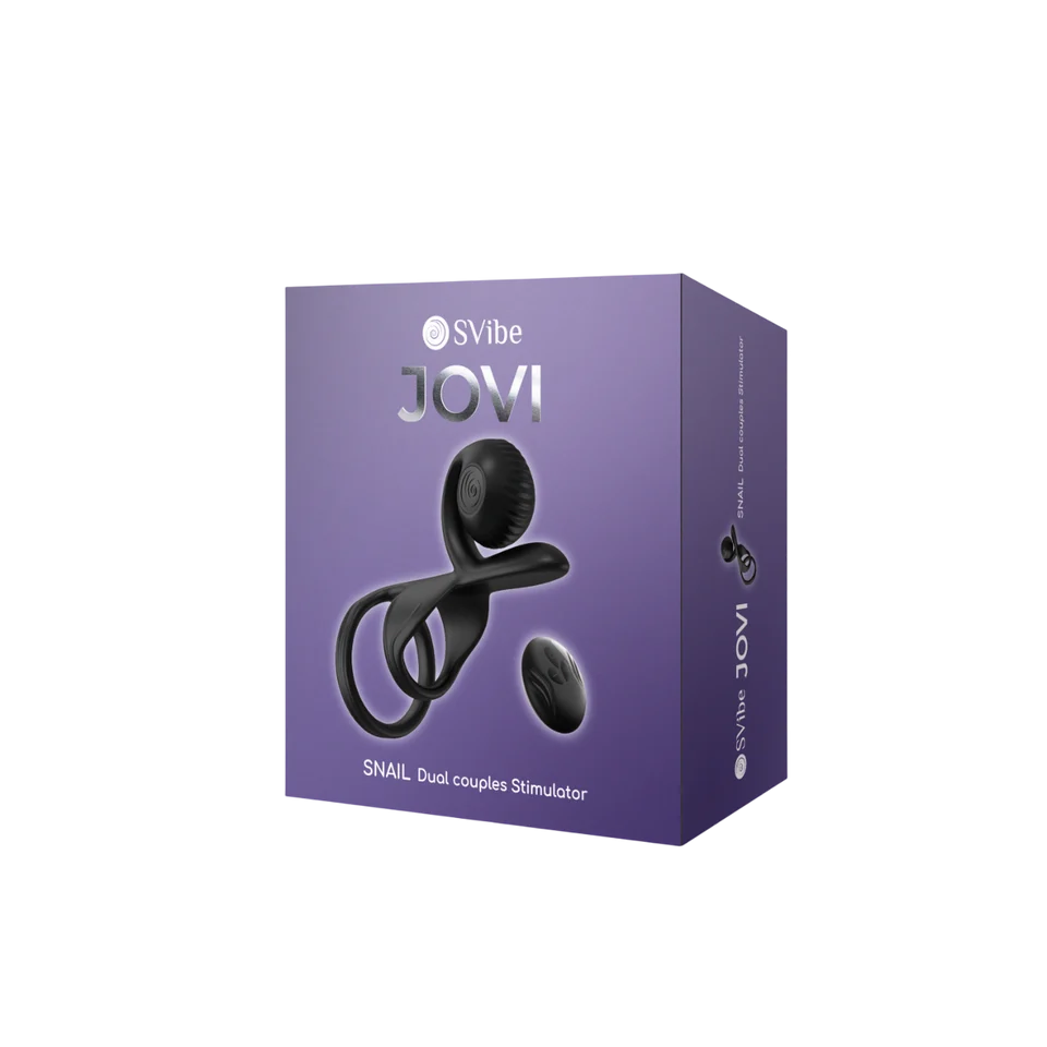 cock ring with extender and snail clitoral stimulator on box packaging