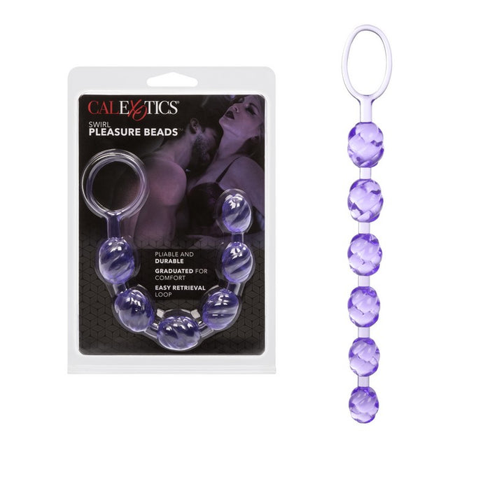 purple ridged anal beads with finger loop