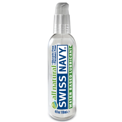 Swiss Navy water-based lubricant bottle on a white background
