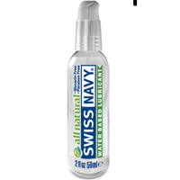 Swiss Navy water-based lubricant bottle on a white background