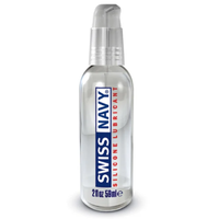 Swiss Navy silicone lubricant bottle on a white background