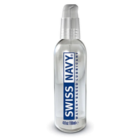 Swiss Navy water-based lubricant bottle on a white background