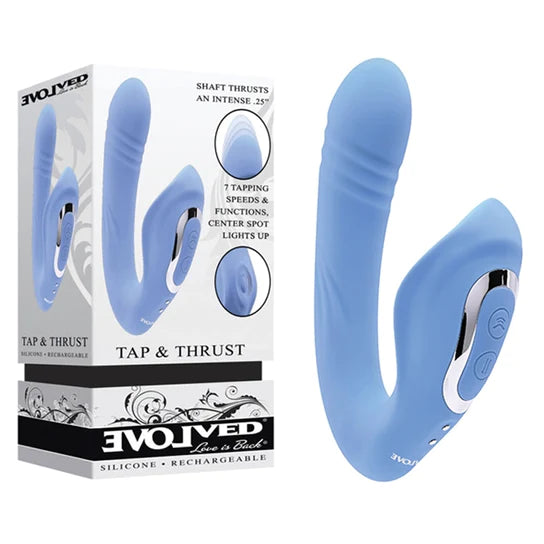 blue c shaped vibrator with clit taper
