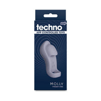 Packaging of a molly finger vibe with 'techno' branding on a white background
