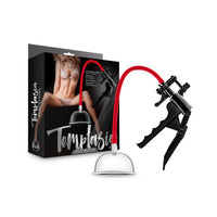 Black and red pussy pump with packaging labeled 'Templasia' on a white background