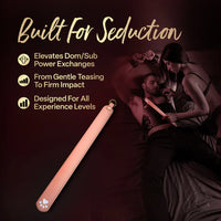 Temptasia Ardor Slapper by Blush promotional image featuring a silicone impact paddle with text describing dom/sub play, teasing to firm impact, and suitability for all experience levels.
