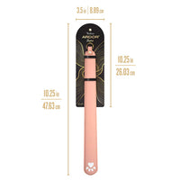 Temptasia Ardor Slapper by Blush silicone impact paddle displayed with product dimensions showing 10.25-inch length and 3.5-inch packaging width.