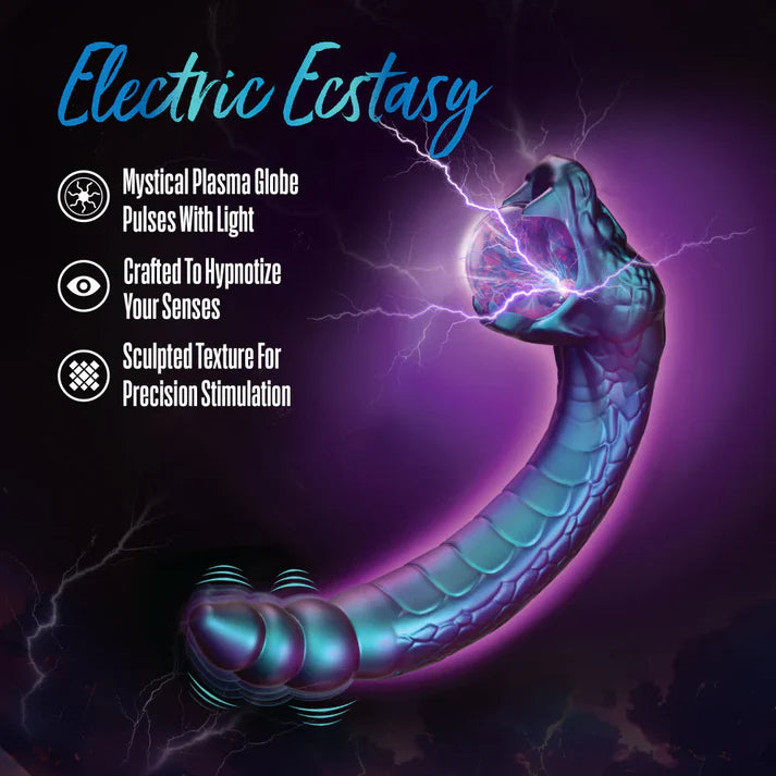 Mystical plasma globe with lightning effects on a dark background, labeled 'Electric Ecstasy'.