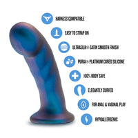 ridged pegging dildo with penis shaped head beside specs chart