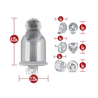 temptasia titillator with measurements and attachments on a white background