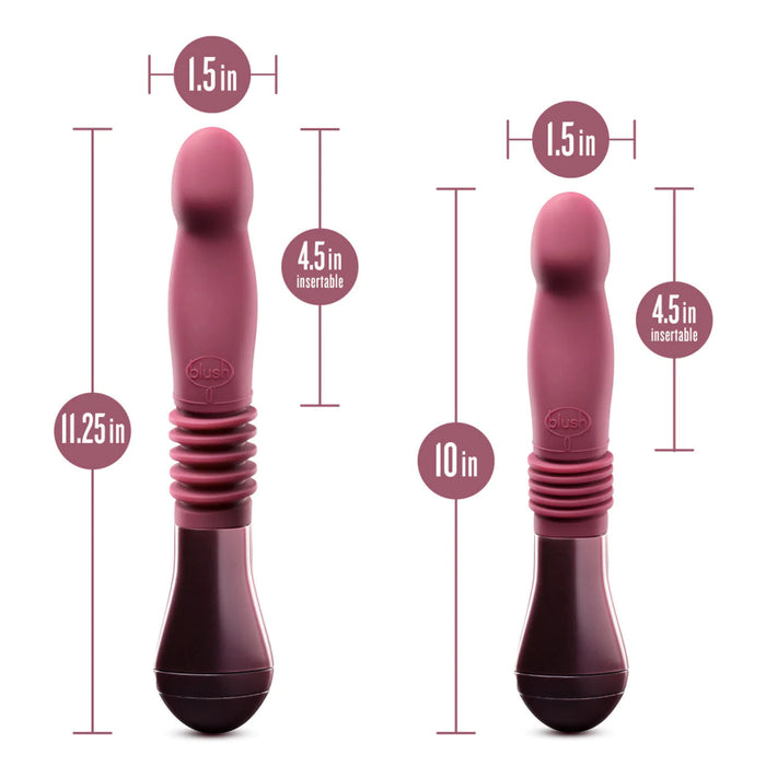 size dimensions of the vibrator when thrusted and without