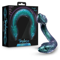 Blue and purple snake-shaped product with packaging labeled 'Temptasia'.