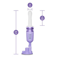 Purple and white vibrator with measurement indicators on a white background