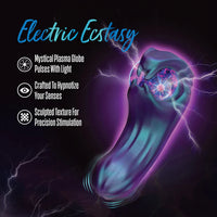 Mystical plasma globe with light effects on a dark background, labeled 'Electric Ecstasy'.