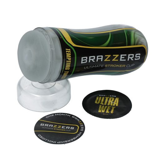 Brazzers Ultimate Stroker Cup with accessories on a white background
