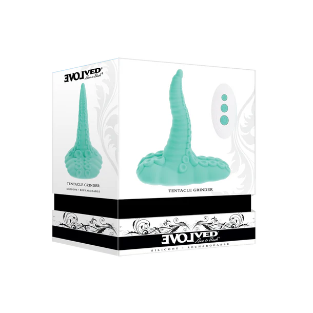 Tentacle grinder packaging with 'Evolved' branding on a white background