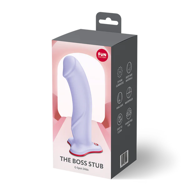 Product packaging for 'The Boss Stub' with visible branding on a white background