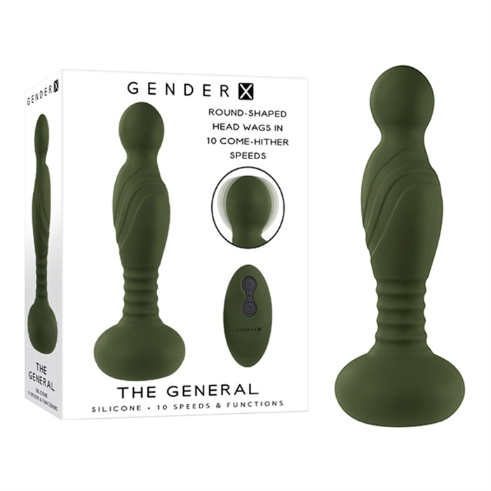 The product image shows a green, round-shaped anal plug with a textured surface. The packaging displays the product and its features.