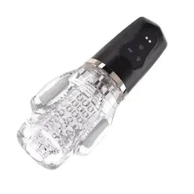 The male rose 2 masturbator with a black control head and a silver metallic accent ring, shown on a plain white background.