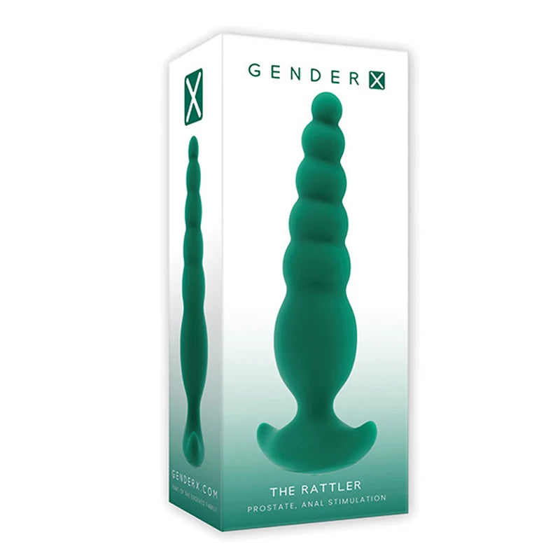 gender x the rattler prostate anal plug on box packaging