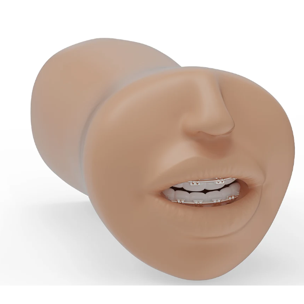 mouth masturbator with braces on teeth