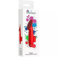 red silicone finger vibrator in box