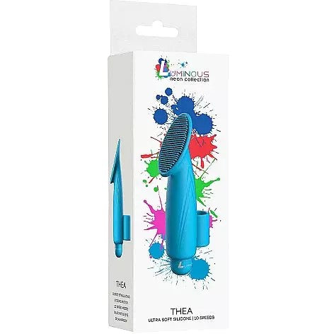 turquoise silicone finger vibrator in box