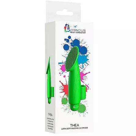 green silicone finger vibrator in box