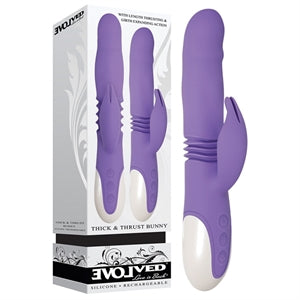 purple thrusting vibrator with clit stim