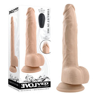 beige 9.25" thrusting rechargeable vibrator