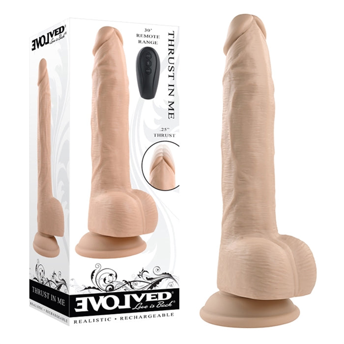 beige 9.25" thrusting rechargeable vibrator