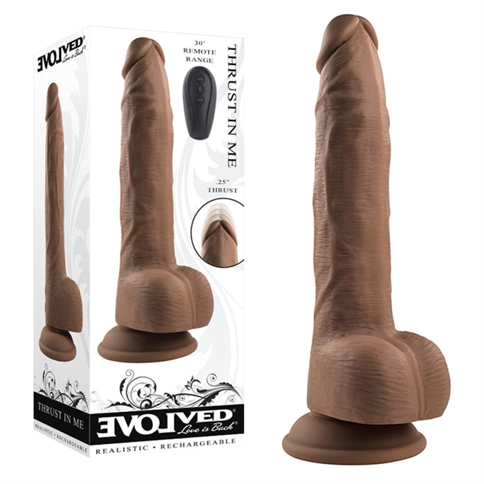 brown 9.25" thrusting rechargeable vibrator