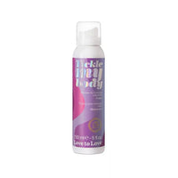 pink & purple label on white massage foam spray bottle, 5oz, strawberry scent