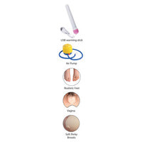Product features with icons and text on a white background
