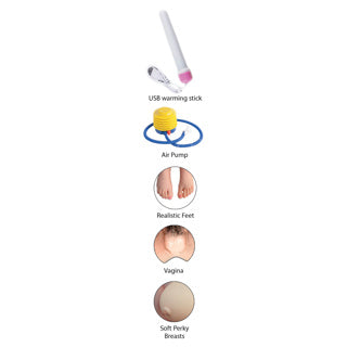 Product features with icons and text on a white background