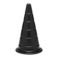 large rounded cone anal plug with ridges on a white background