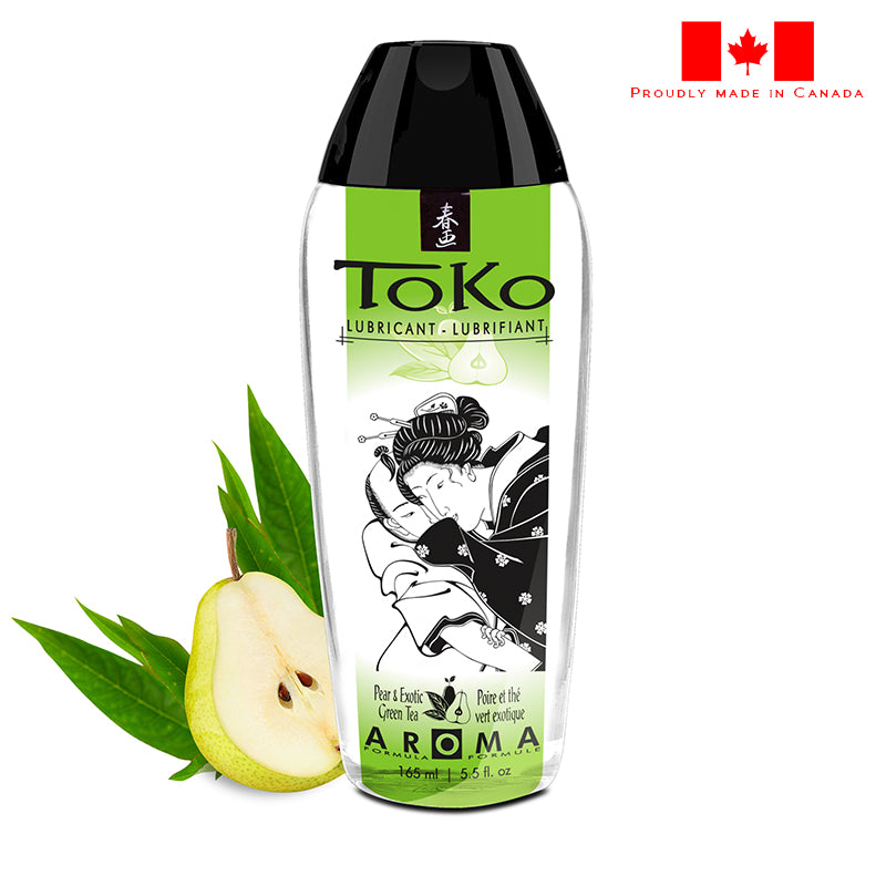 pear & green tea flavored lubricant in 5.5oz clear bottle