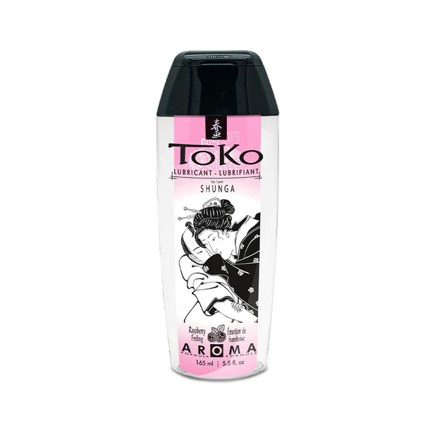 Toko Shunga Aroma lubricant raspberry bottle on a white background