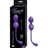 Purple Kegel Balls with packaging on a white background