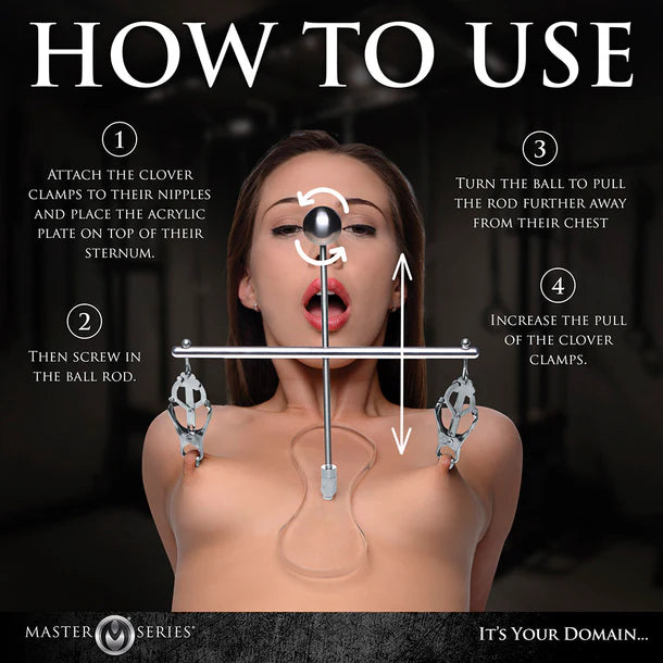 Instructions on how to use a tower of pain device with text overlay