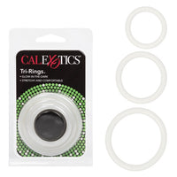 cal exotics tri rings package with 3 pack of green glow in the dark cock rings