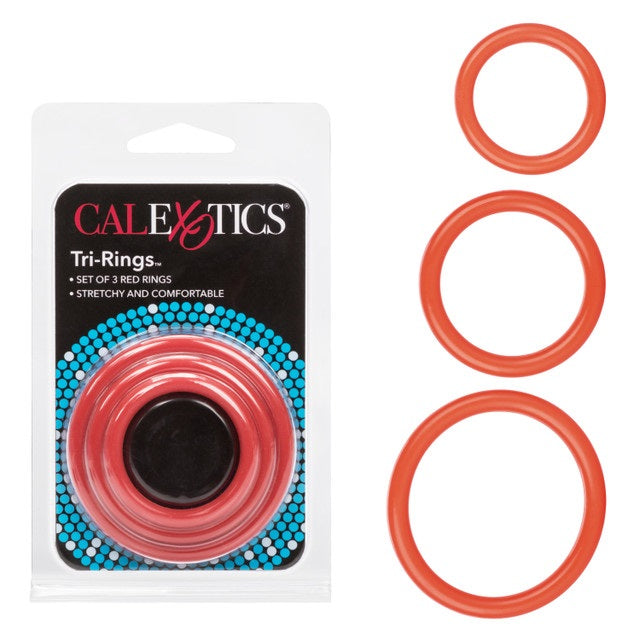 cal exotics tri rings package with 3 pack red cock rings