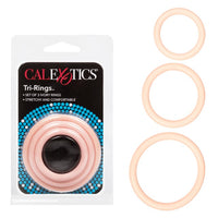 cal exotics tri rings package with 3 pack beige cock rings