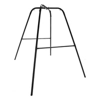 Black metal sex swing stand on a white background