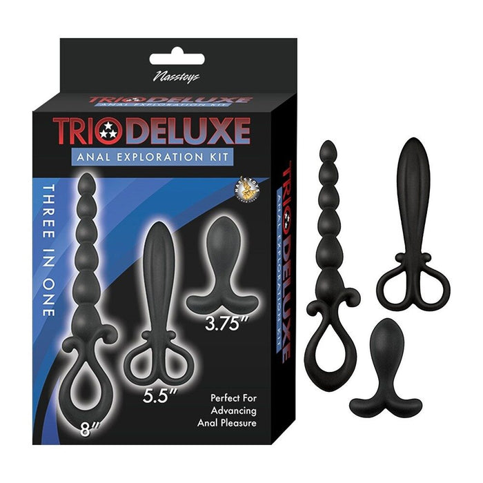 Triod eluxe anal exploration kit packaging with product illustrations on a white background