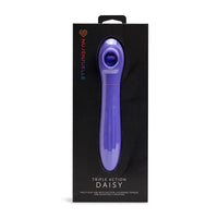 Purple triple action Daisy product in black packaging with NuFuelle branding.