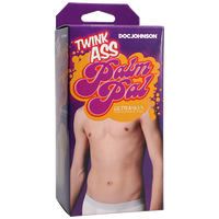 male torso with no shirt in white undies on box 