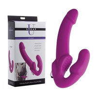 pink 9.5" silicone vibrating strapless strap on