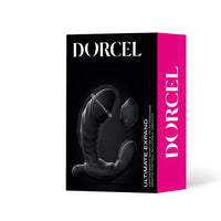 Dorcel ultimate expand prostate massager product packaging with black and pink design on a white background